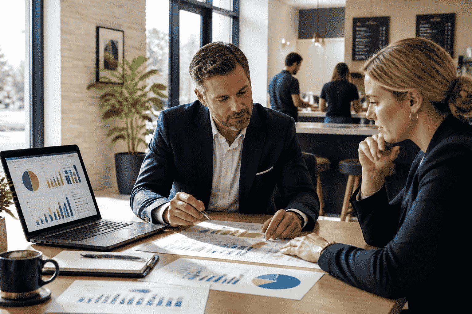 Business owner reviewing cash flow existing debt and readiness for another business loan