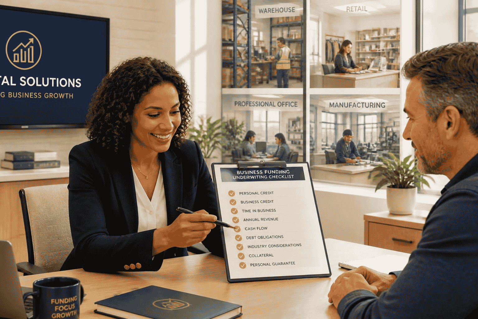 Business owner reviewing nine underwriting factors before applying for funding again