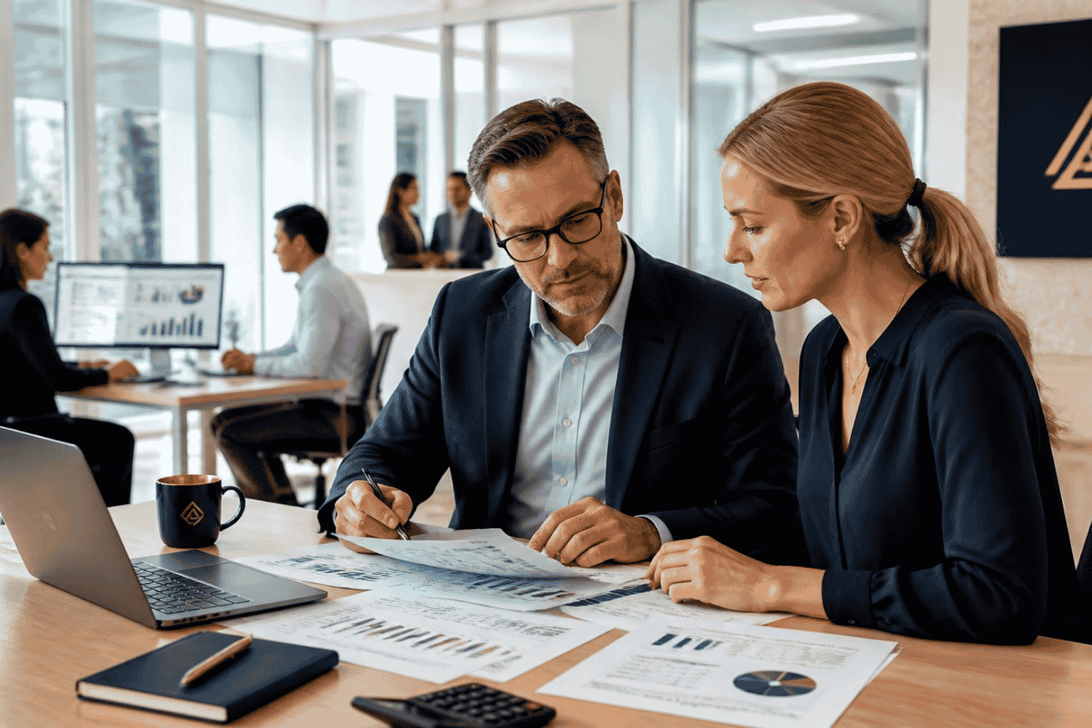 Service business owner reviewing payroll financing while waiting for Net-30 and Net-60 client payments