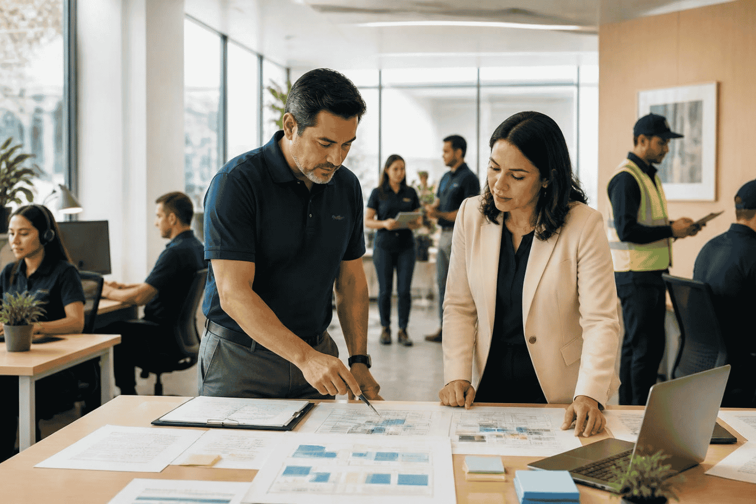 Business owner and consultant reviewing labor productivity as payroll grows faster than revenue
