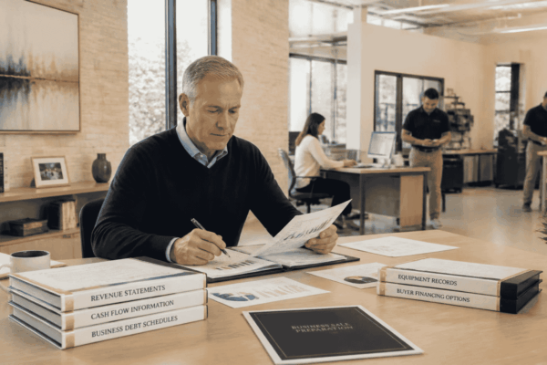 Business seller organizing financial information before a buyer seeks acquisition financing