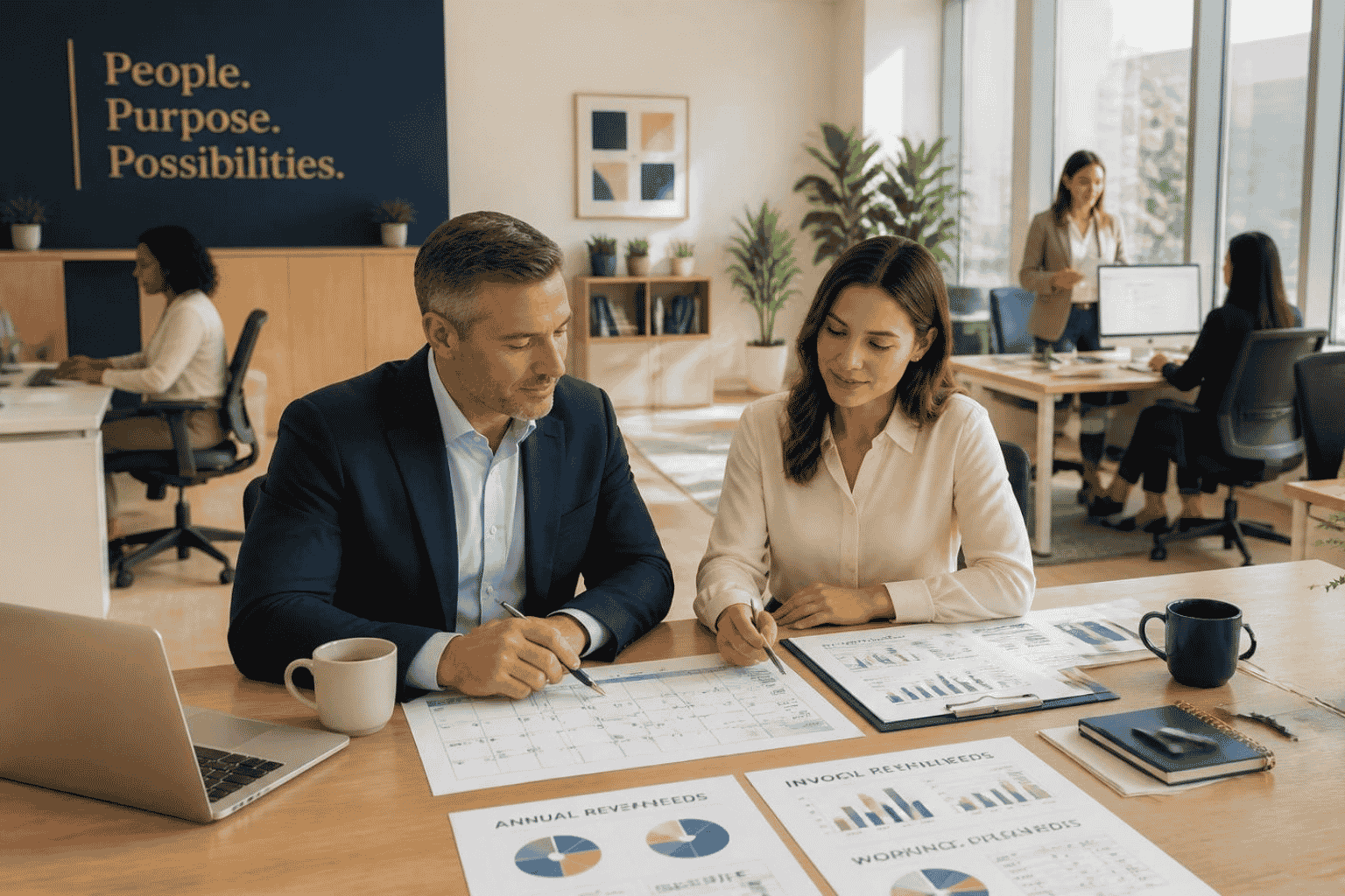 Staffing company owner reviewing working capital for payroll while waiting for B2B client payments