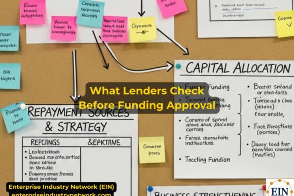 What lenders check before business funding approval, including cash flow, bank activity, repayment ability, debt, credit history, and financial records.